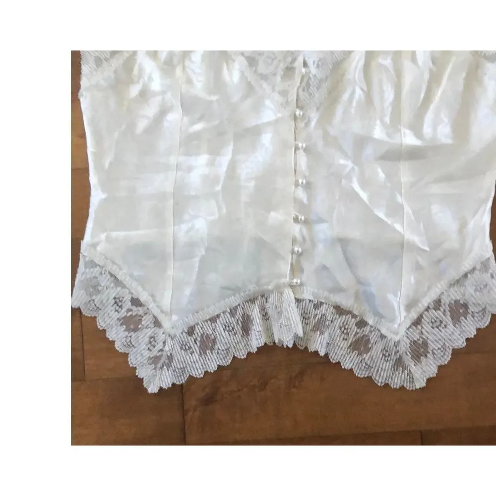 NWT Vintage 1990s Lauren Alexandra Ivory Lace Bustier Camisole size large
